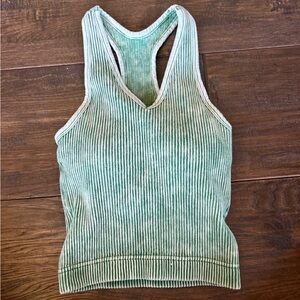 Stylish Green Ribbed Tank Top